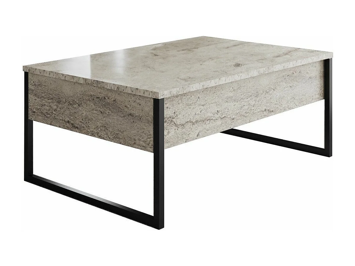 Mesa de Centro Elegante "Madrid" em Travertino e Preto - 90x60x40cm