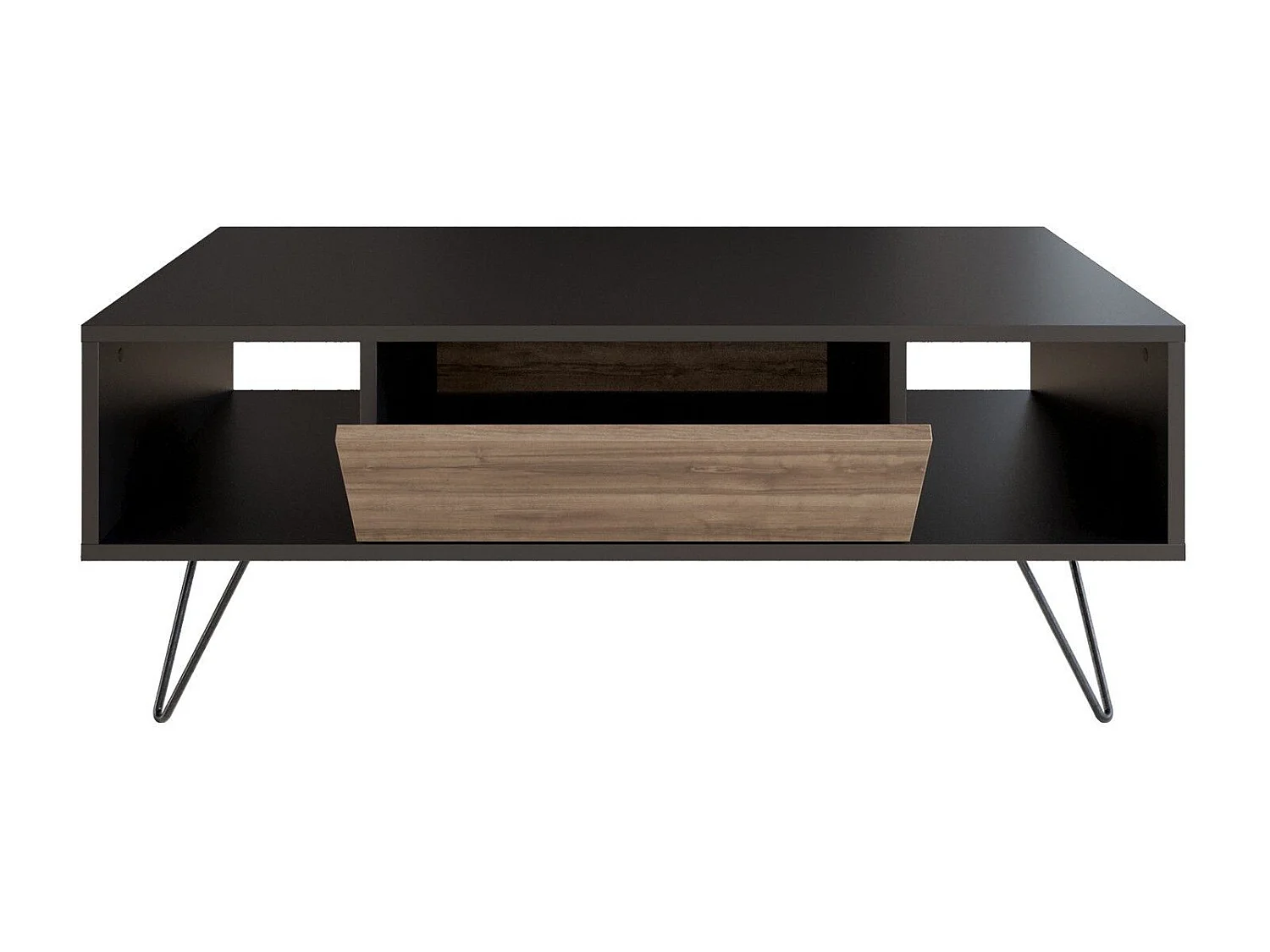 Mesa de Centro Moderna Mistico em Preto e Nogueira - Elegância e Funcionalidade