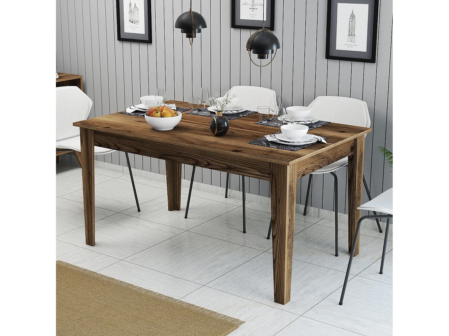 Mesa Kailua B100, Nuez, 75x88x145cm, Aglomerado laminado