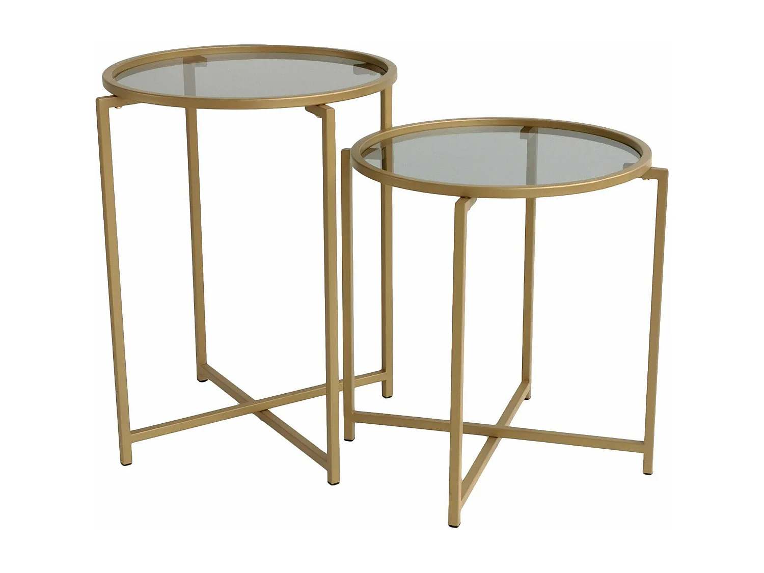 Set de 2 tables basses Adiunxi Métal Trempé Coleur Or
