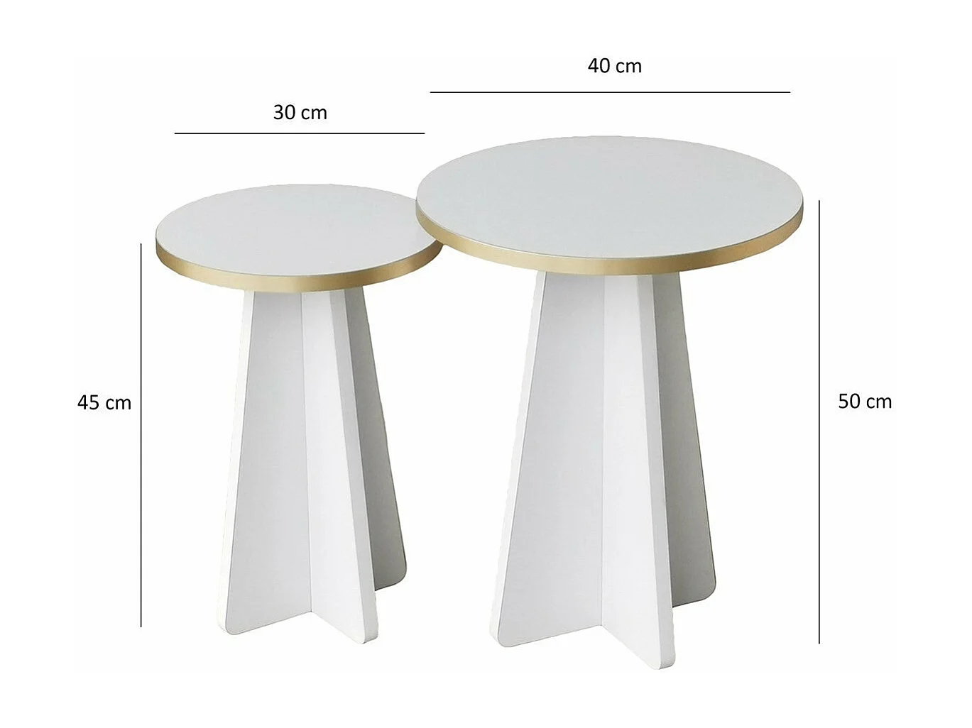 Lot de 2 tables basse gigognes Ralia Bois Blanc et Or