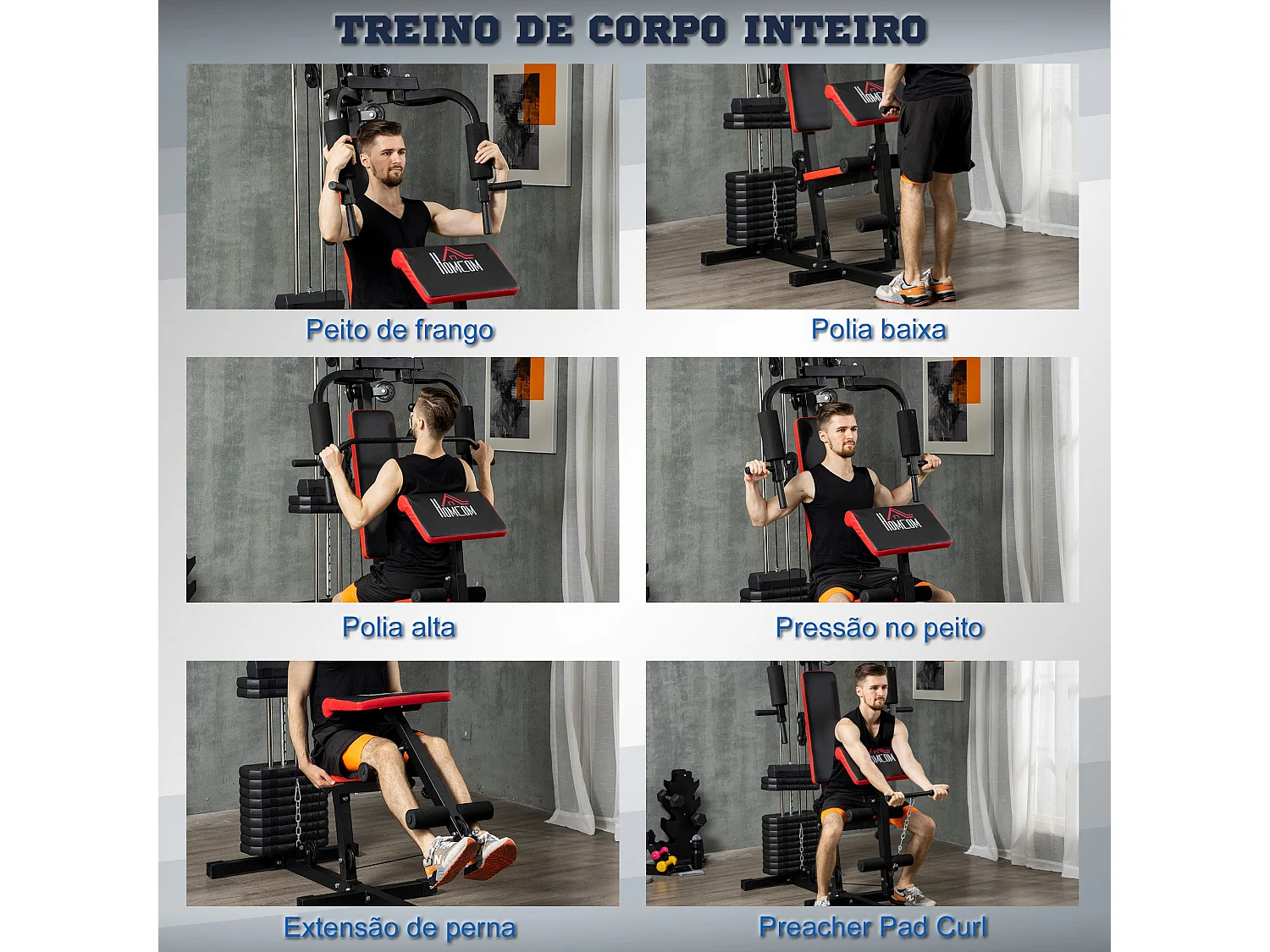 Máquina Multi Estação de Musculação - Ginásio Completo em Casa, Peso 65 kg, Preto e Vermelho