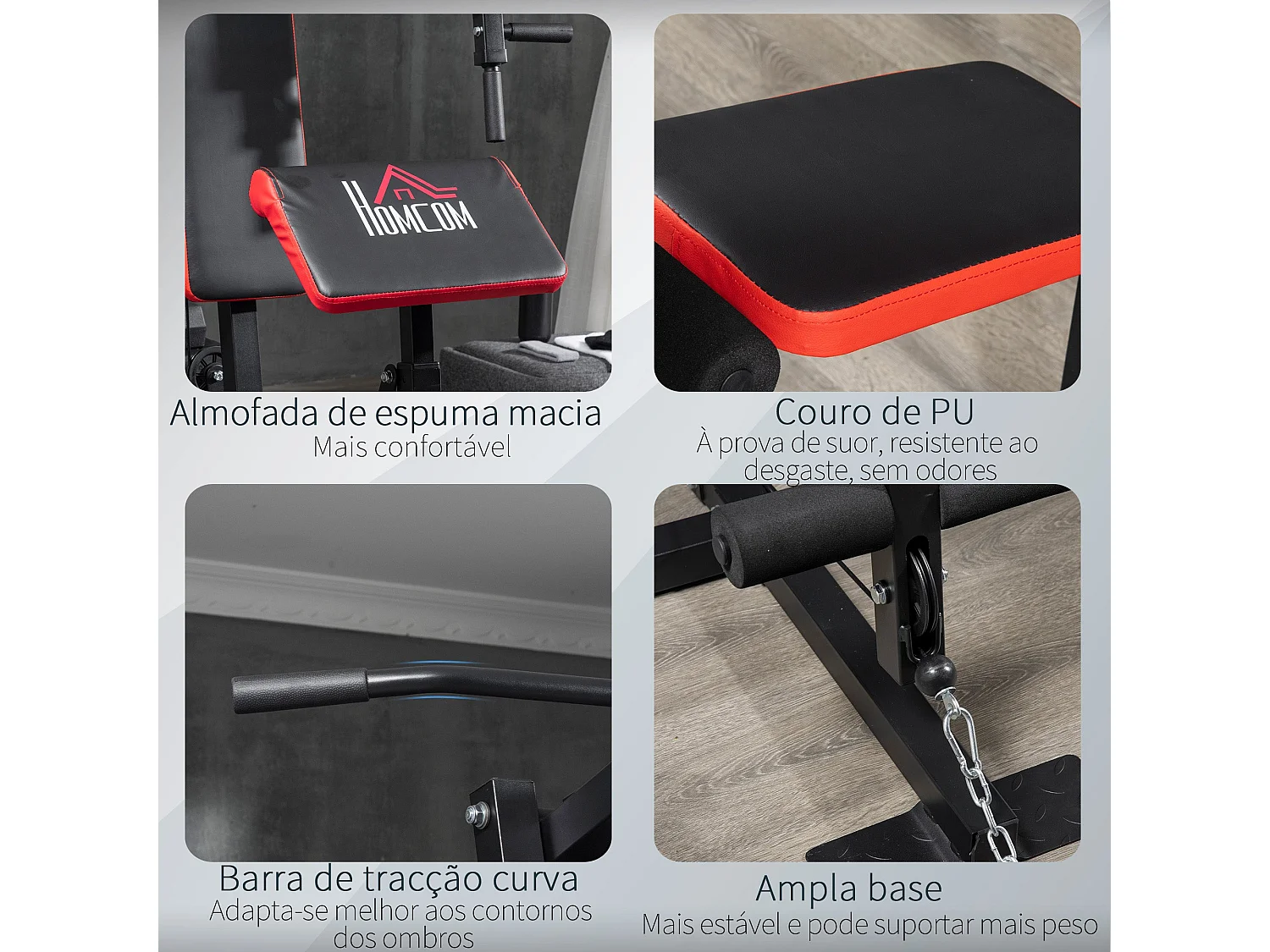 Máquina Multi Estação de Musculação - Ginásio Completo em Casa, Peso 65 kg, Preto e Vermelho