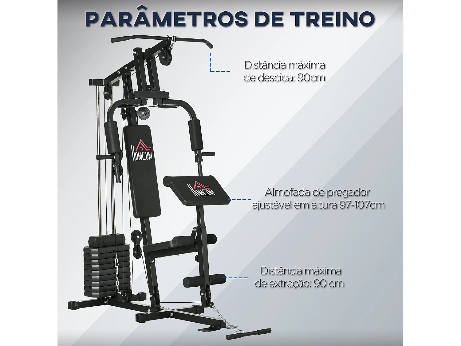 Multiestação de Musculação com Pesos Ajustáveis - Treine em Casa com Conforto e Segurança