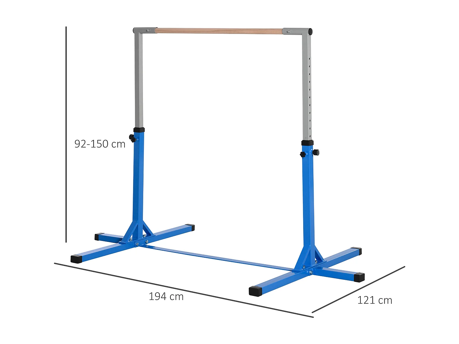 HOMCOM Barra de Ginástica Ajustável para Crianças a Partir de 3 Anos - Estável e Durável em Azul