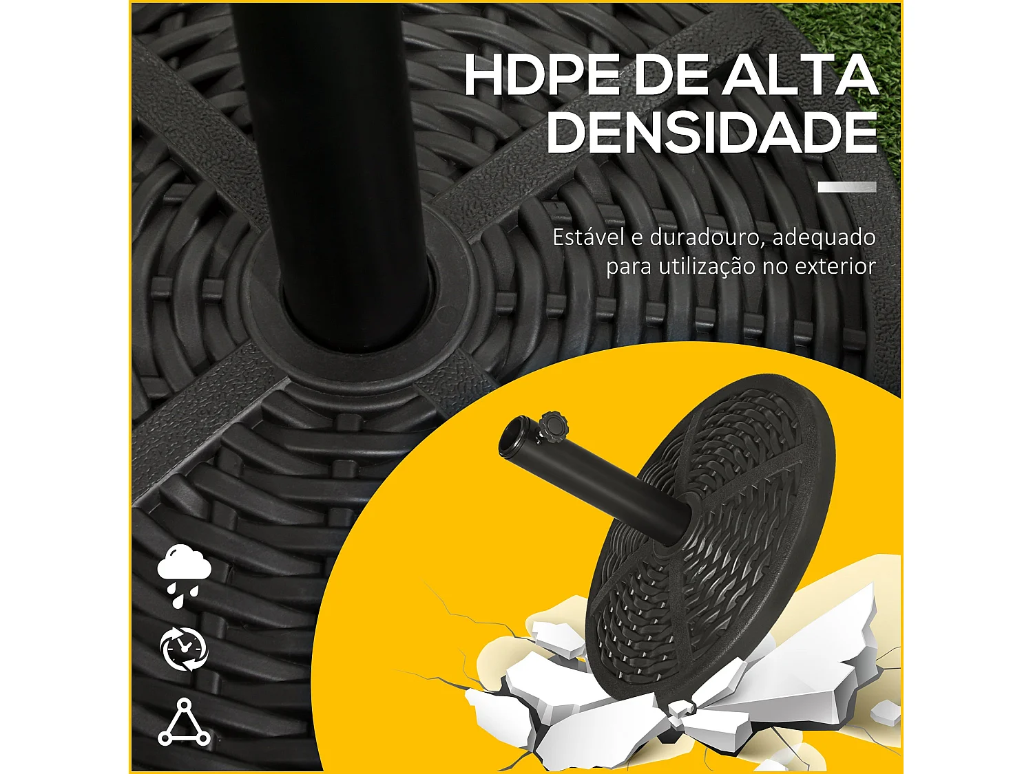 Base Redonda para Chapéu de Sol Outsunny com Peso de 9,5 kg para Mastros de Ø38/48 mm