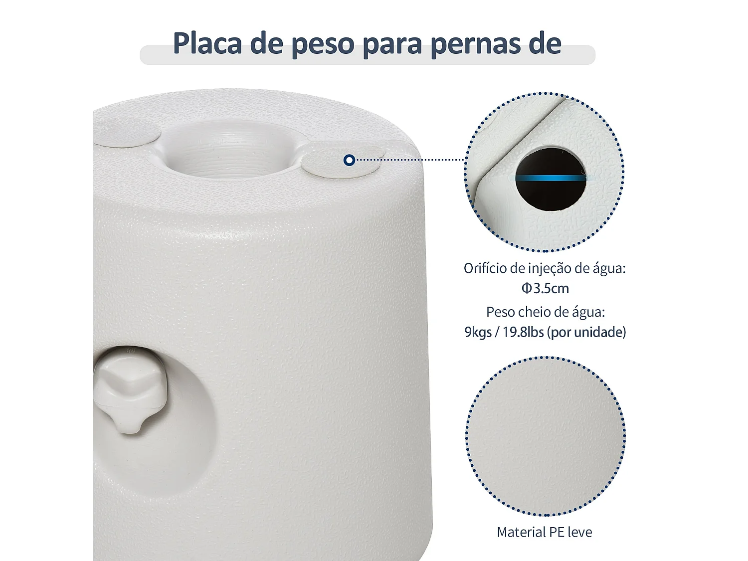 Conjunto de 4 Pesos para Tendas Dobráveis - Suportes Enchíveis com Capacidade de 9 kg