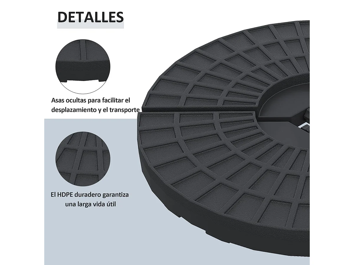 Peso para base de sombrilla Mika Outsunny 4 piezas rellenables negro