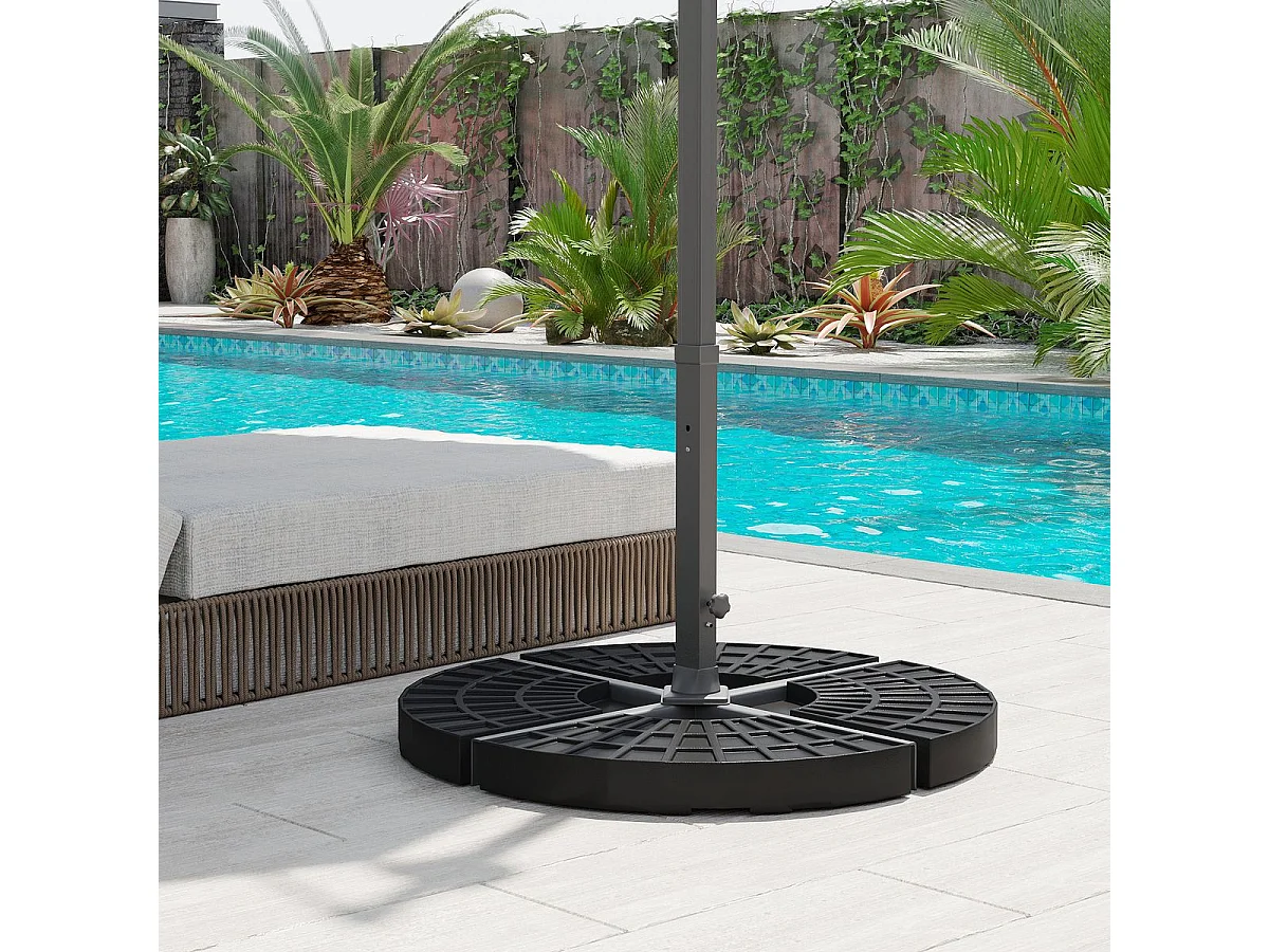 Pesos Recarregáveis para Chapéu de Sol Cruzado - Preto, HDPE, 48x48x8 cm