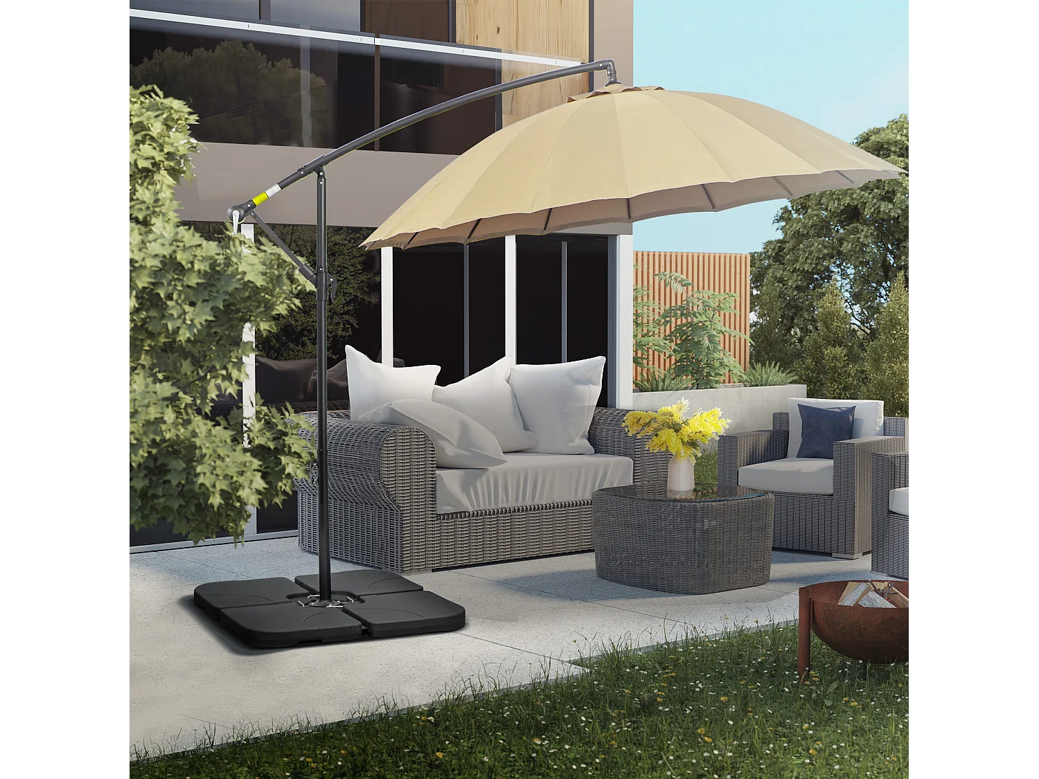 Conjunto de Pesos para Base de Chapéu de Sol Outsunny - 4 Peças Preenchíveis em Preto