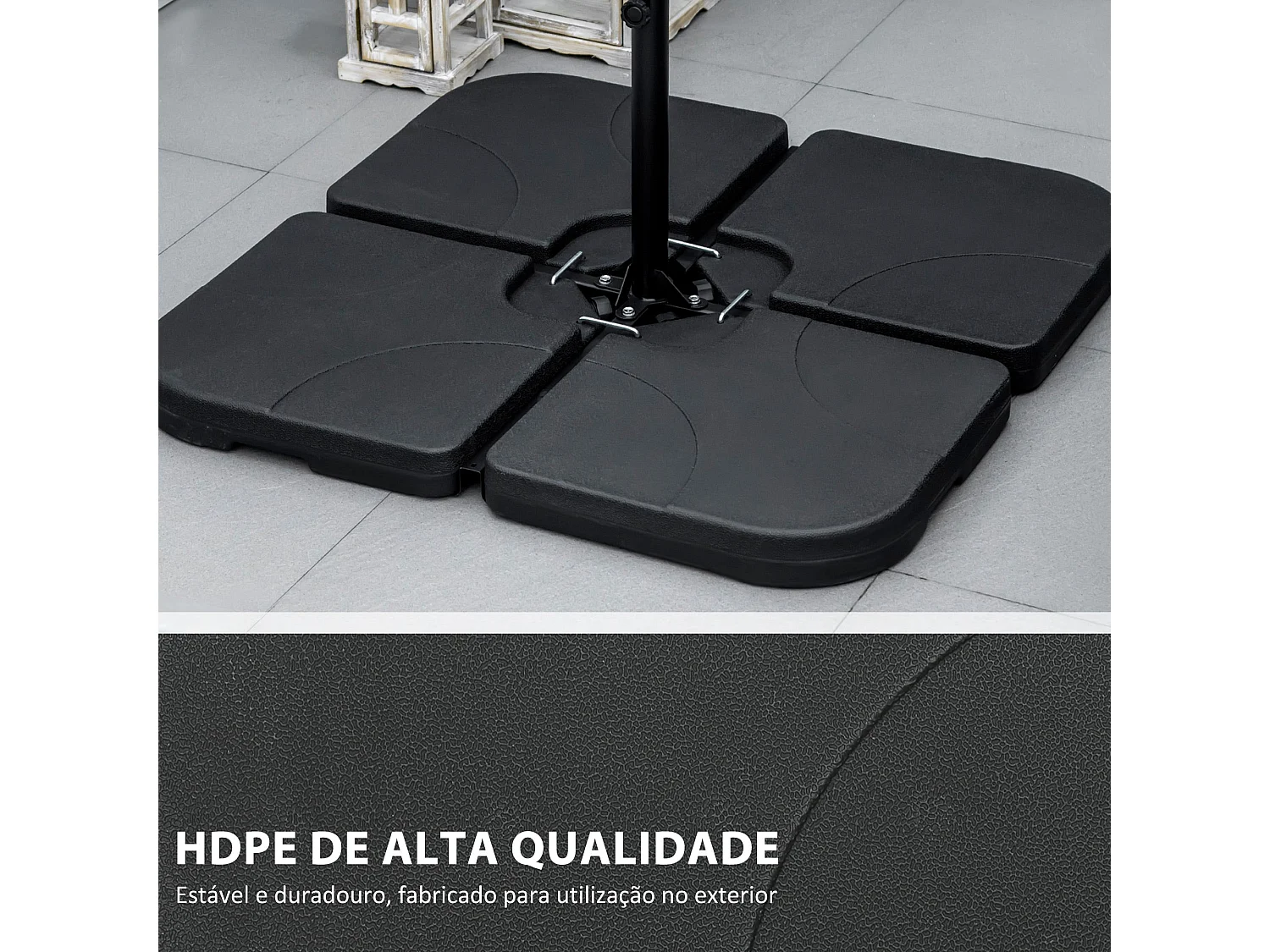 Conjunto de Pesos para Base de Chapéu de Sol Outsunny - 4 Peças Preenchíveis em Preto