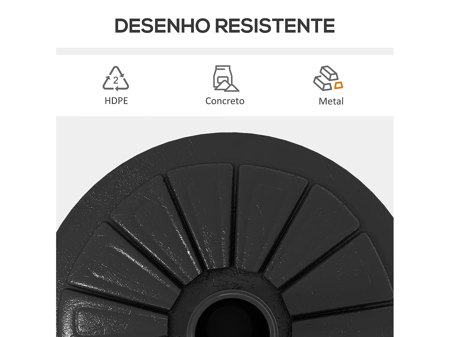 Base de Chapéu de Sol Outsunny de HDPE com Peso de 13 kg para Mastros de Ø38/48 mm