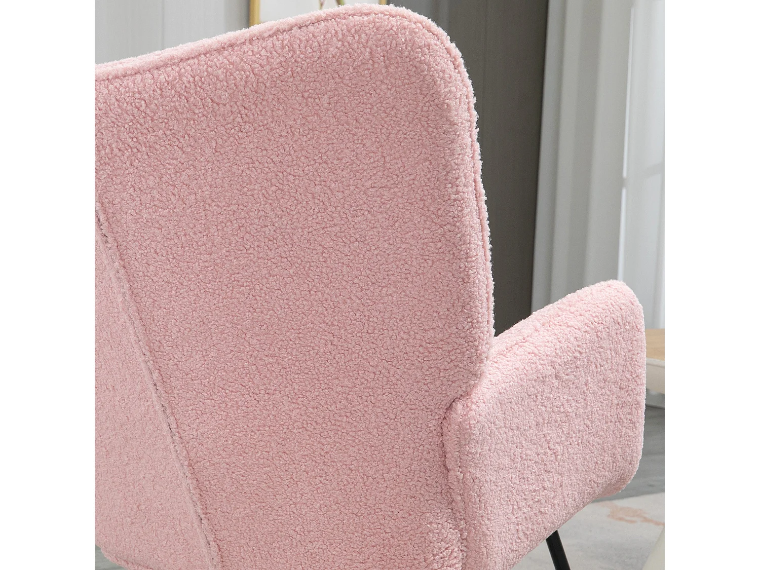 Poltrona de Baloiço HOMCOM Rosa com Estofamento Acolchoado e Estrutura Resistente