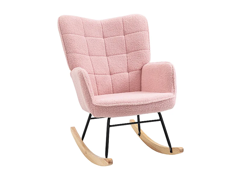 Poltrona de Baloiço HOMCOM Rosa com Estofamento Acolchoado e Estrutura Resistente