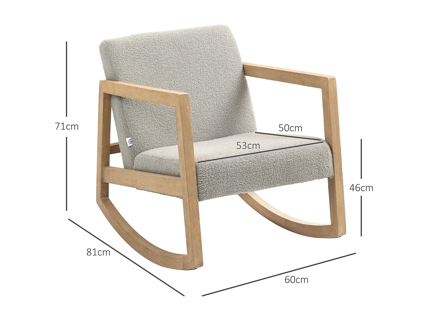 Poltrona Baloiço HOMCOM Aconchegante em Tecido Polar com Estrutura de Madeira - Cinza