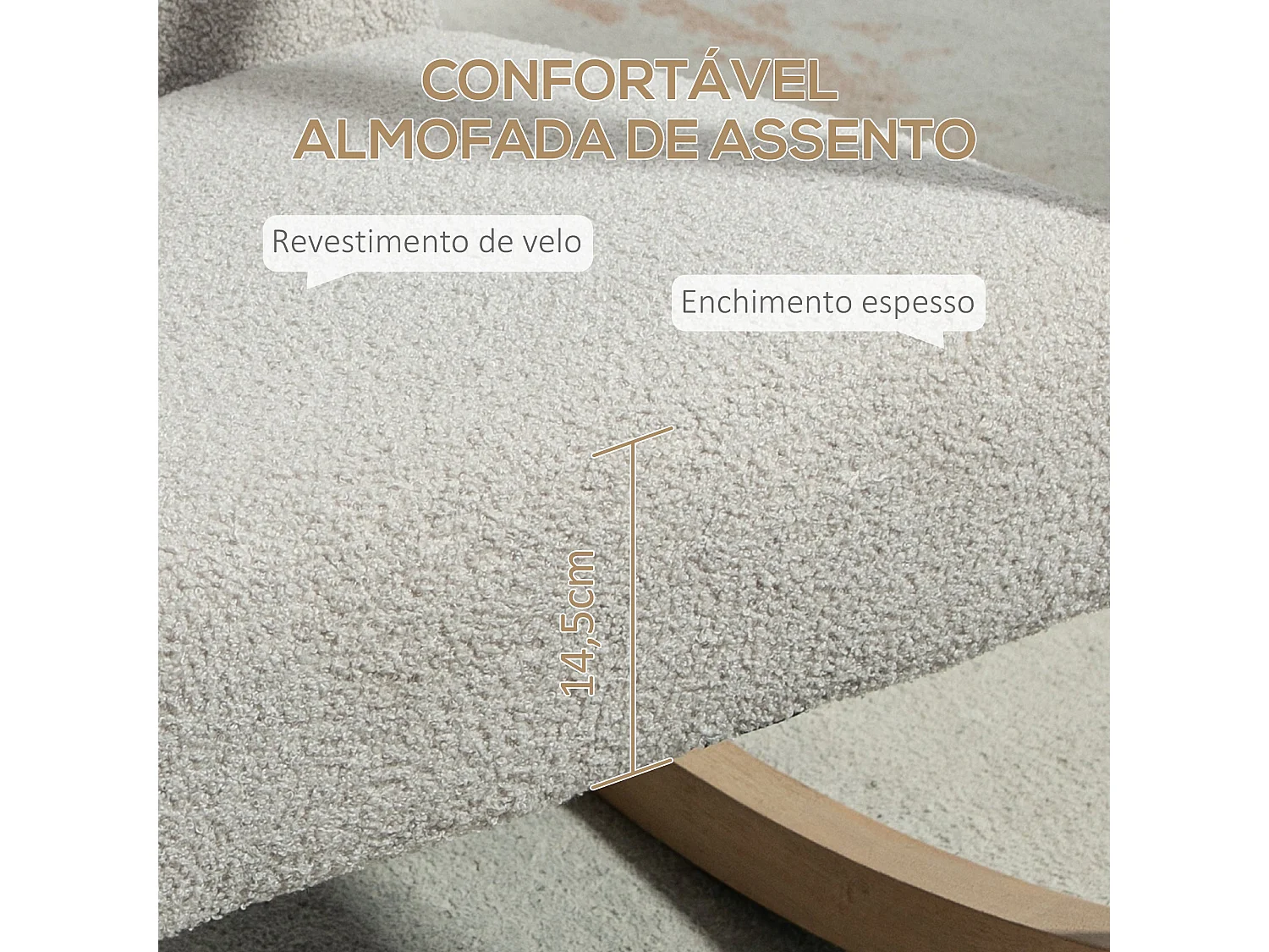 Poltrona Baloiço HOMCOM Aconchegante em Tecido Polar com Estrutura de Madeira - Cinza