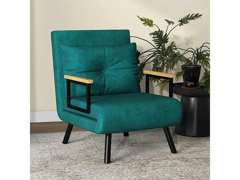 Sofá cama Prisma Homcom individual 4 en 1 verde 81x73x63cm