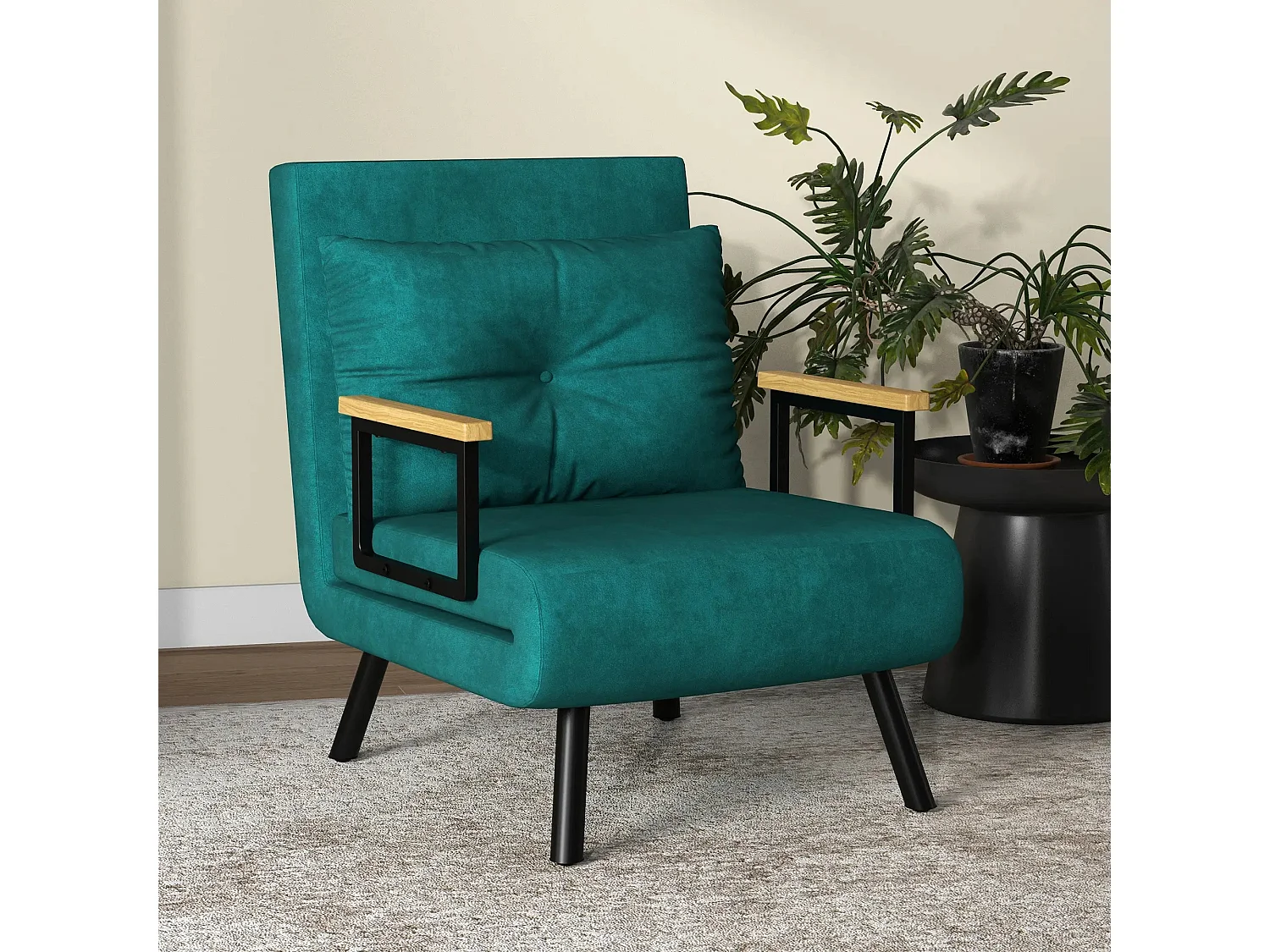 Sofá cama Prisma Homcom individual 4 en 1 verde 81x73x63cm