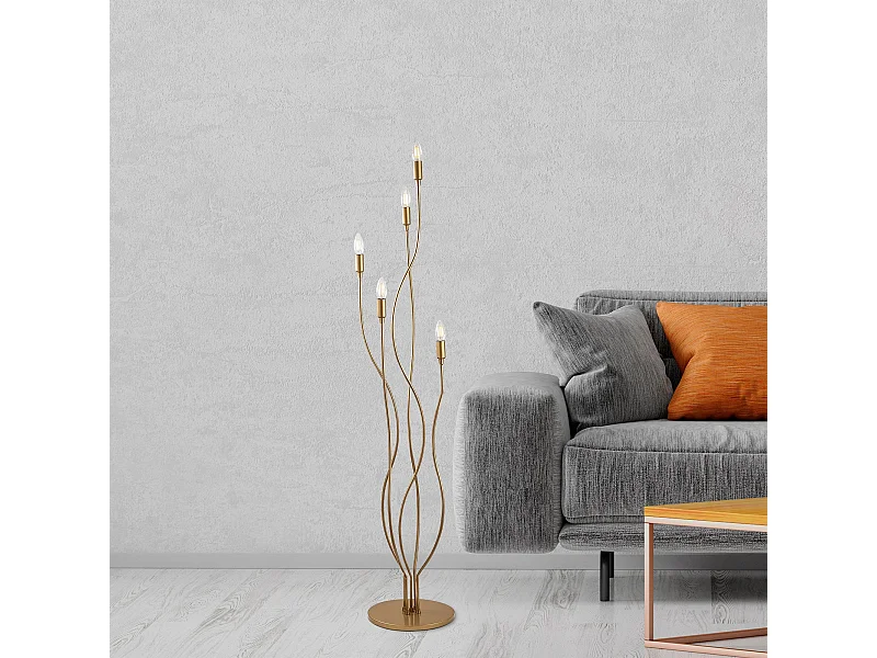 Candeeiro de Pé Elegante com Corpo Metálico - Design Moderno em Cobre