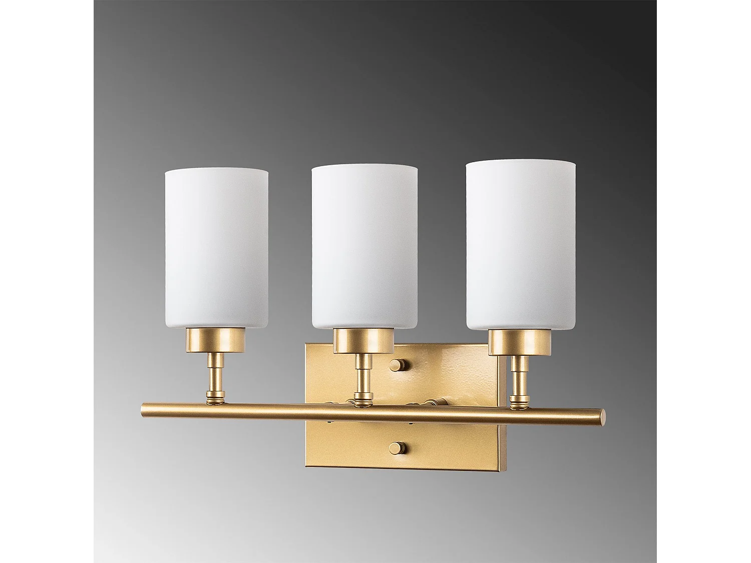 Applique murale 3 lampes Abbas Métal Or et Verre opaque Blanc