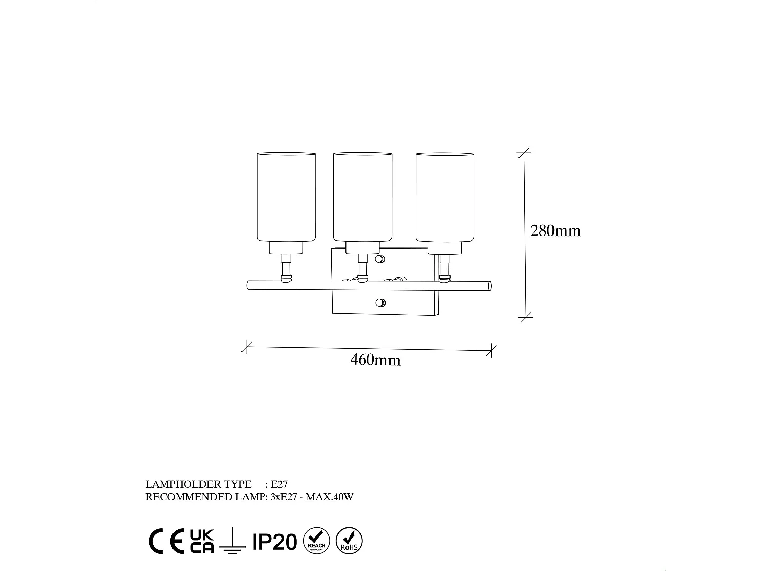 Applique murale 3 lampes Abbas Métal Or et Verre opaque Blanc