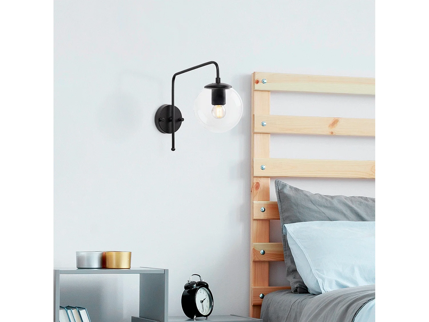 Applique murale Cicogna P32xH32cm Verre Transparent et Métal Noir