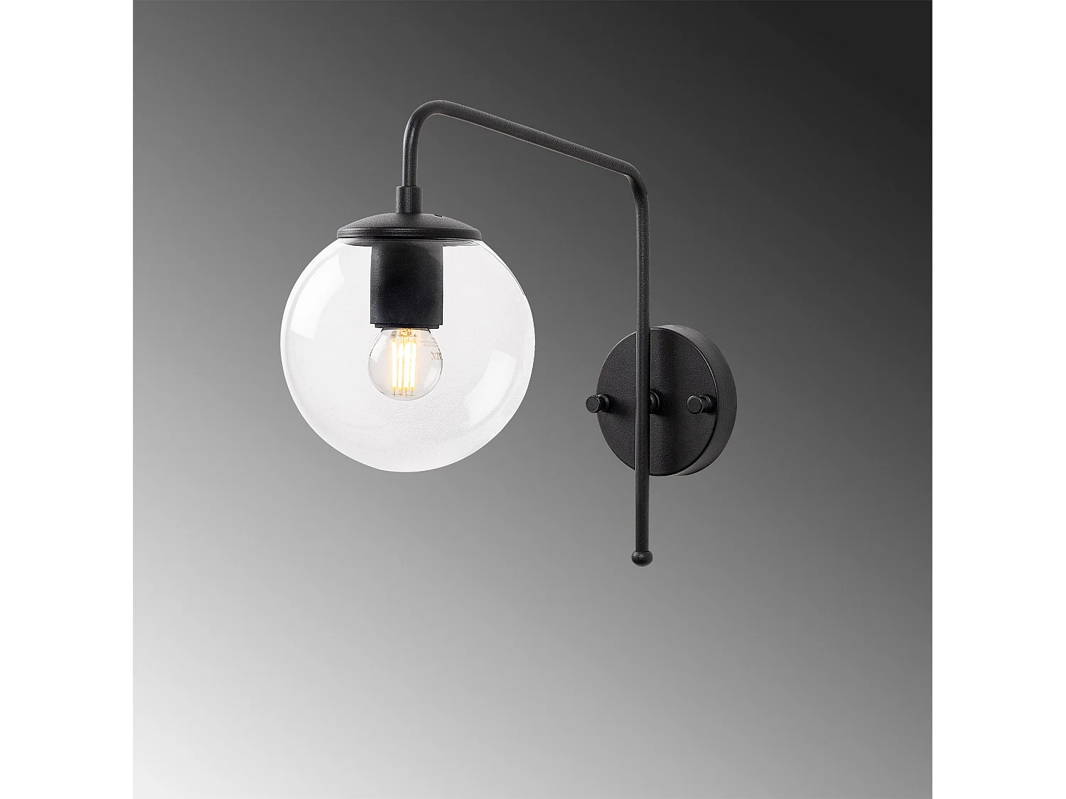 Applique murale Cicogna P32xH32cm Verre Transparent et Métal Noir