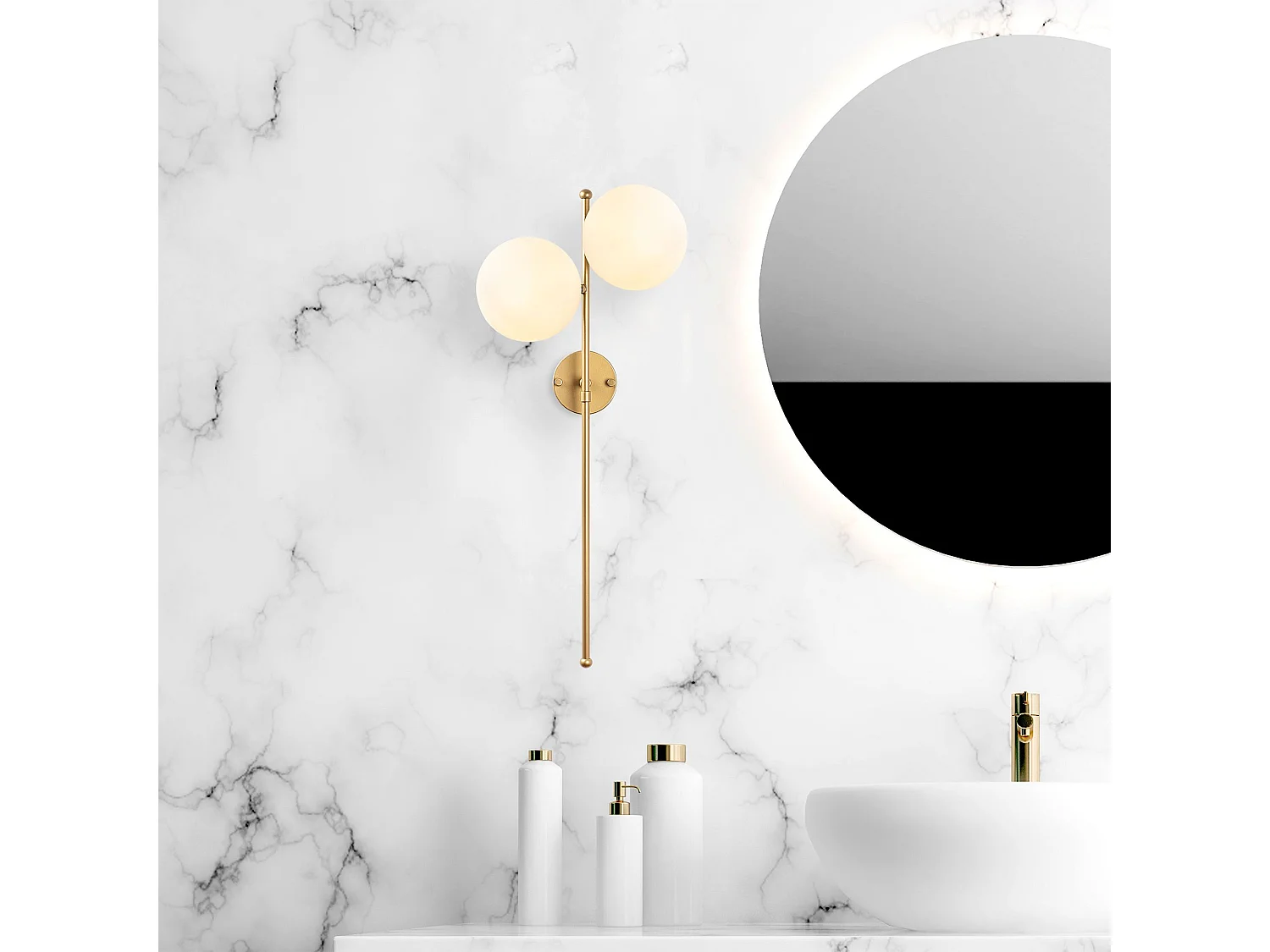 Candeeiro de Parede Fazli em Ouro Brilhante – Design Moderno e Elegante 32x27x72 cm