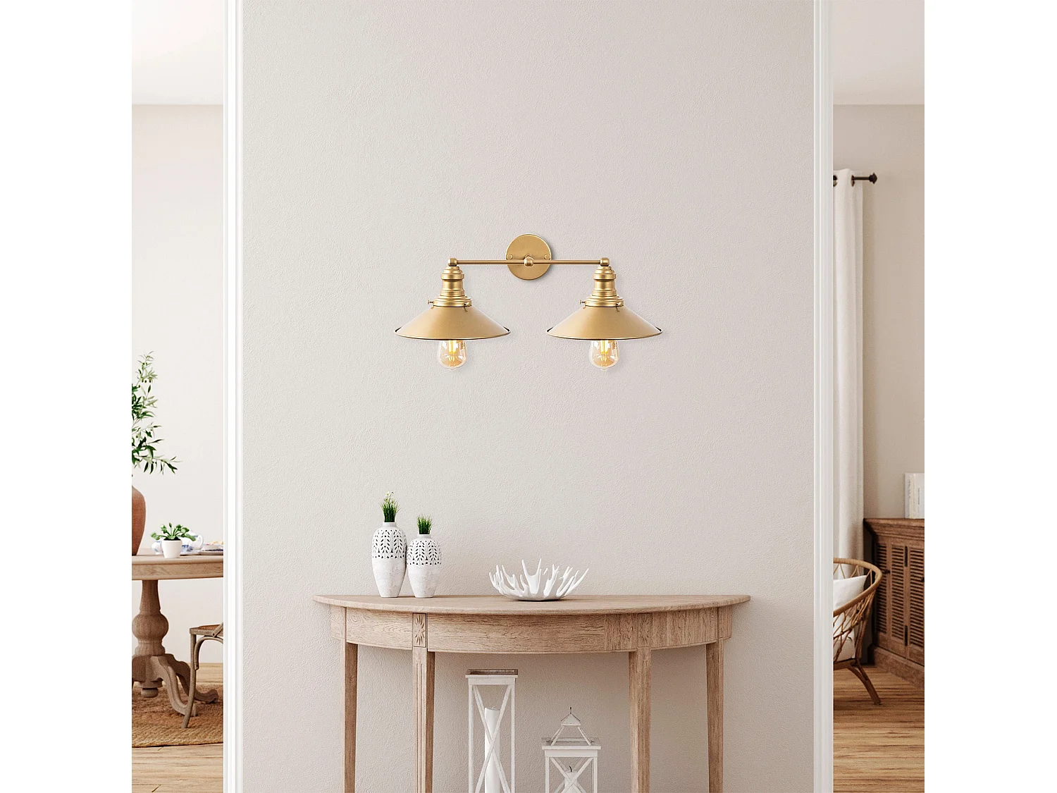 Candeeiro de Parede Dourado Conical - Elegância Moderna para sua Casa