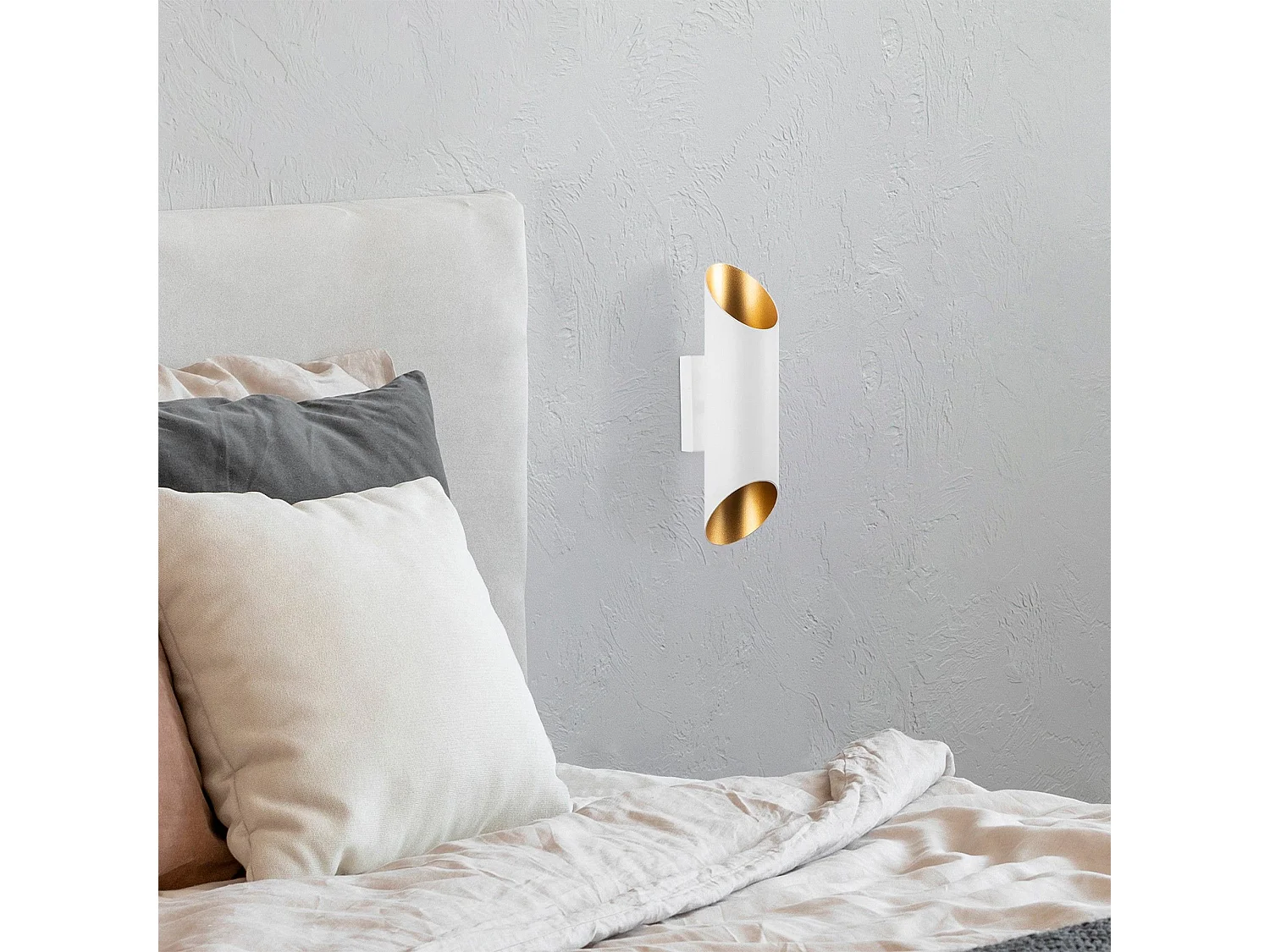 Applique murale 2 ampoules Rumble 30cm Métal Blanc et Or