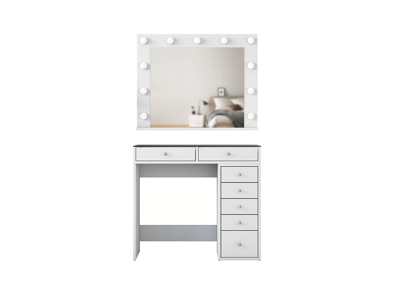Tocador Kailua 2117, Blanco, Espejo, 80x90x45cm