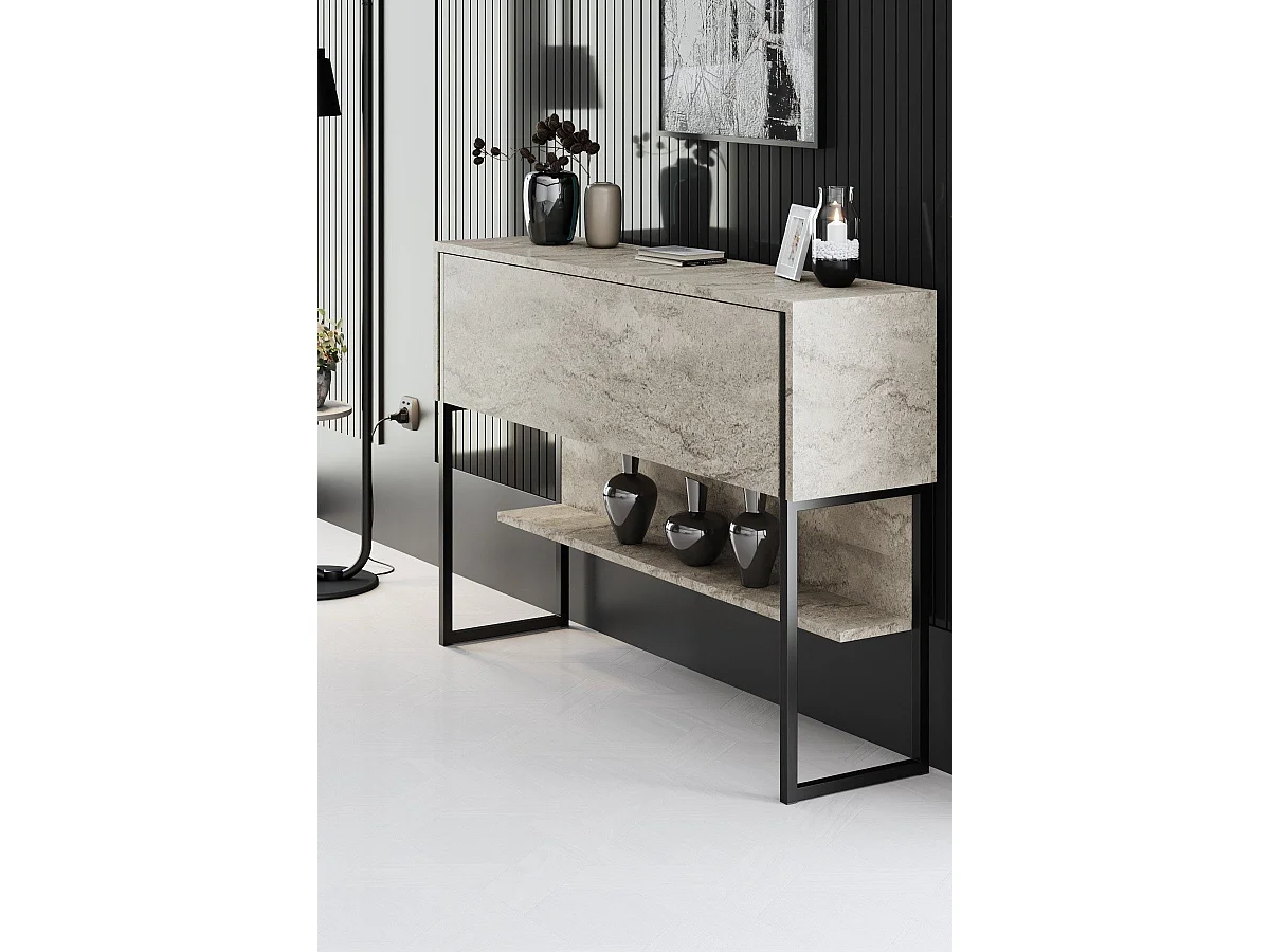 Consola Kailua Z120, Negro|De color marrón claro, 80x120x30cm, Con puertas