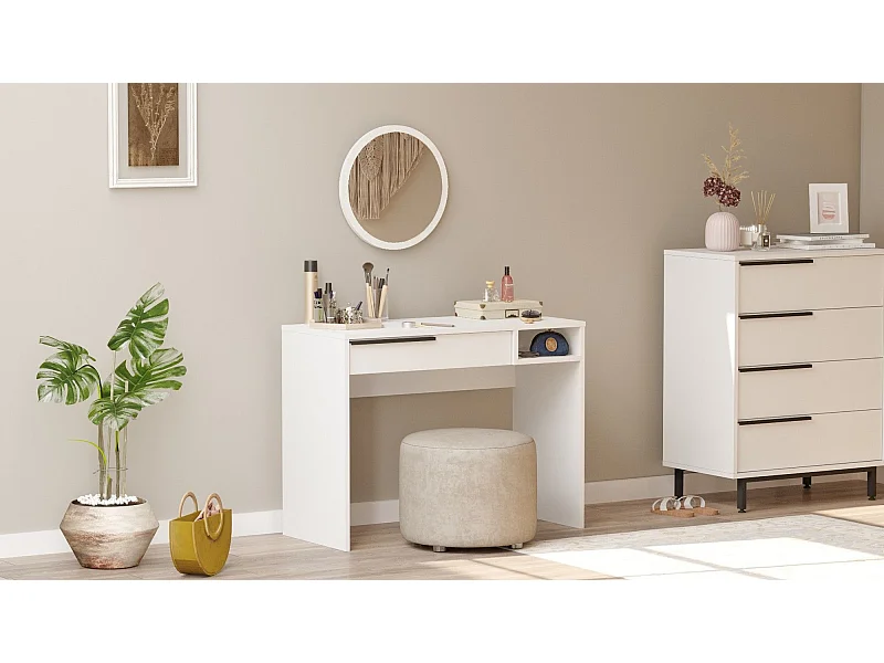 Tocador Kailua AE117, Blanco, Espejo, 75x100x45cm