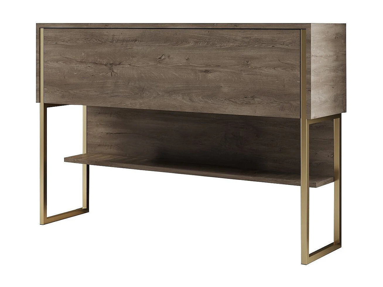 Consola de Entrada Moderna "Madrid" em Dourado e Nogueira - 120x30x80 cm