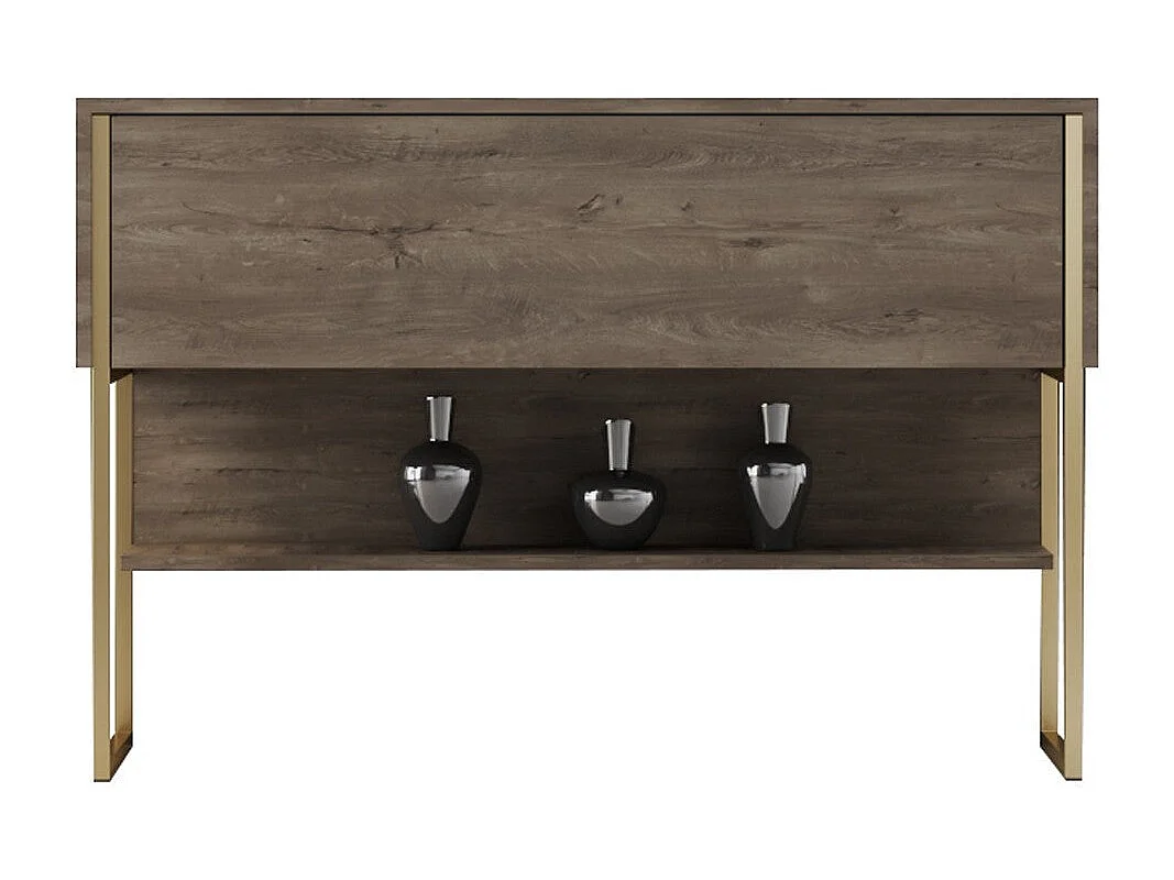 Consola de Entrada Moderna "Madrid" em Dourado e Nogueira - 120x30x80 cm