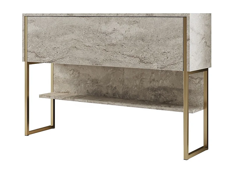 Consola de Entrada Elegante "Madrid" em Travertino e Dourado - Dimensões 120x80x30cm