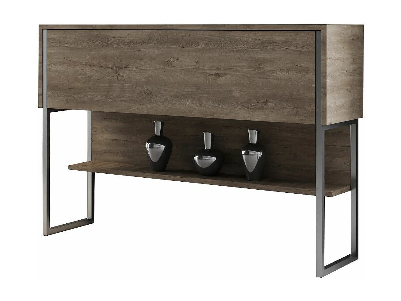 Consola Kailua Z120, Plata|Nogal, 80x120x30cm, Con puertas