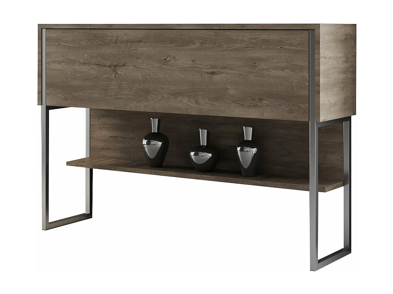 Consola Kailua Z120, Plata|Nogal, 80x120x30cm, Con puertas