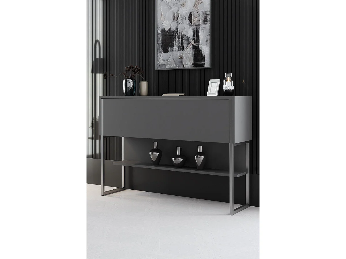 Consola de Entrada Moderna 'Madrid' em Prata e Antracite - 120x80x30cm