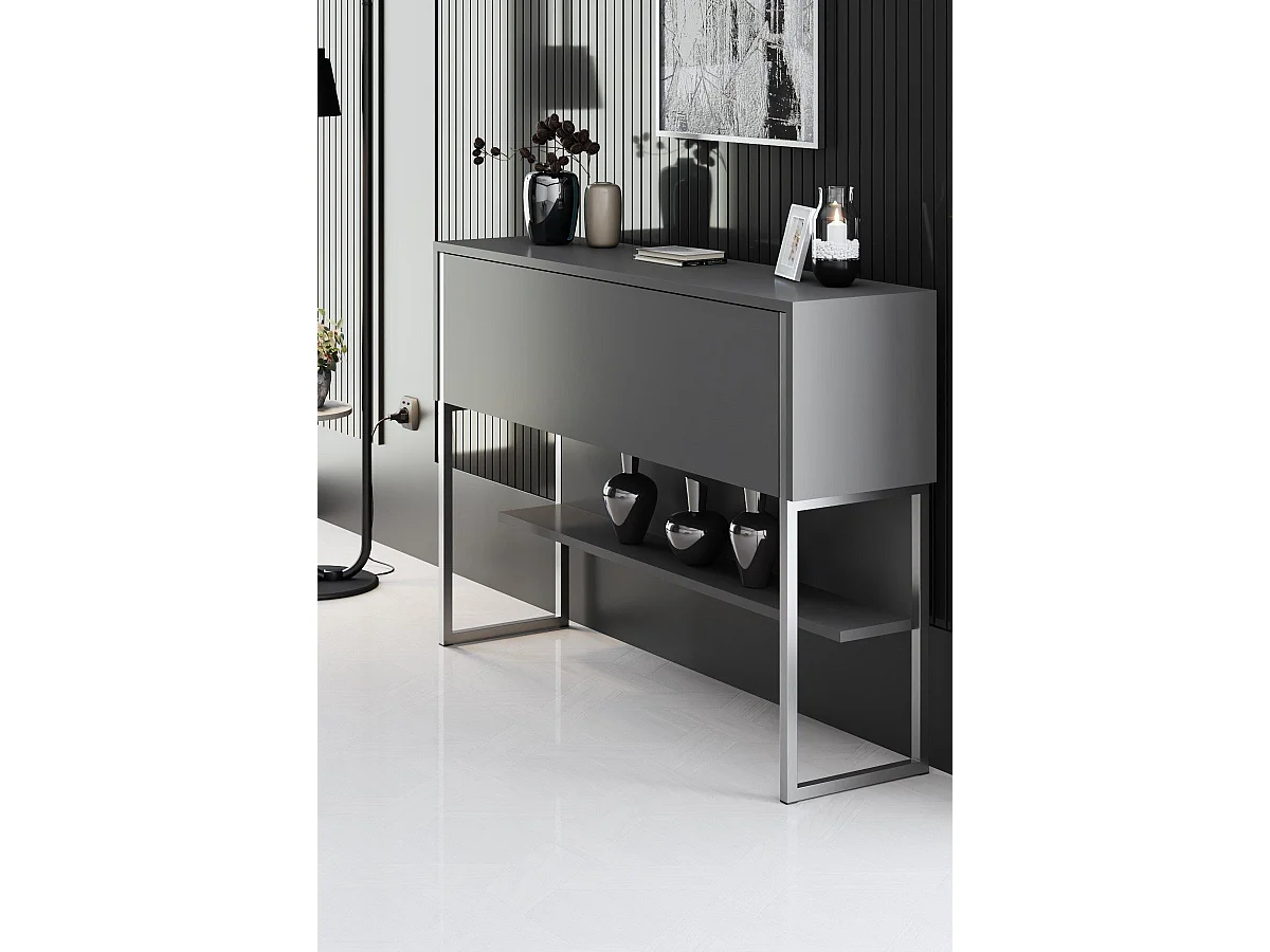 Consola de Entrada Moderna 'Madrid' em Prata e Antracite - 120x80x30cm