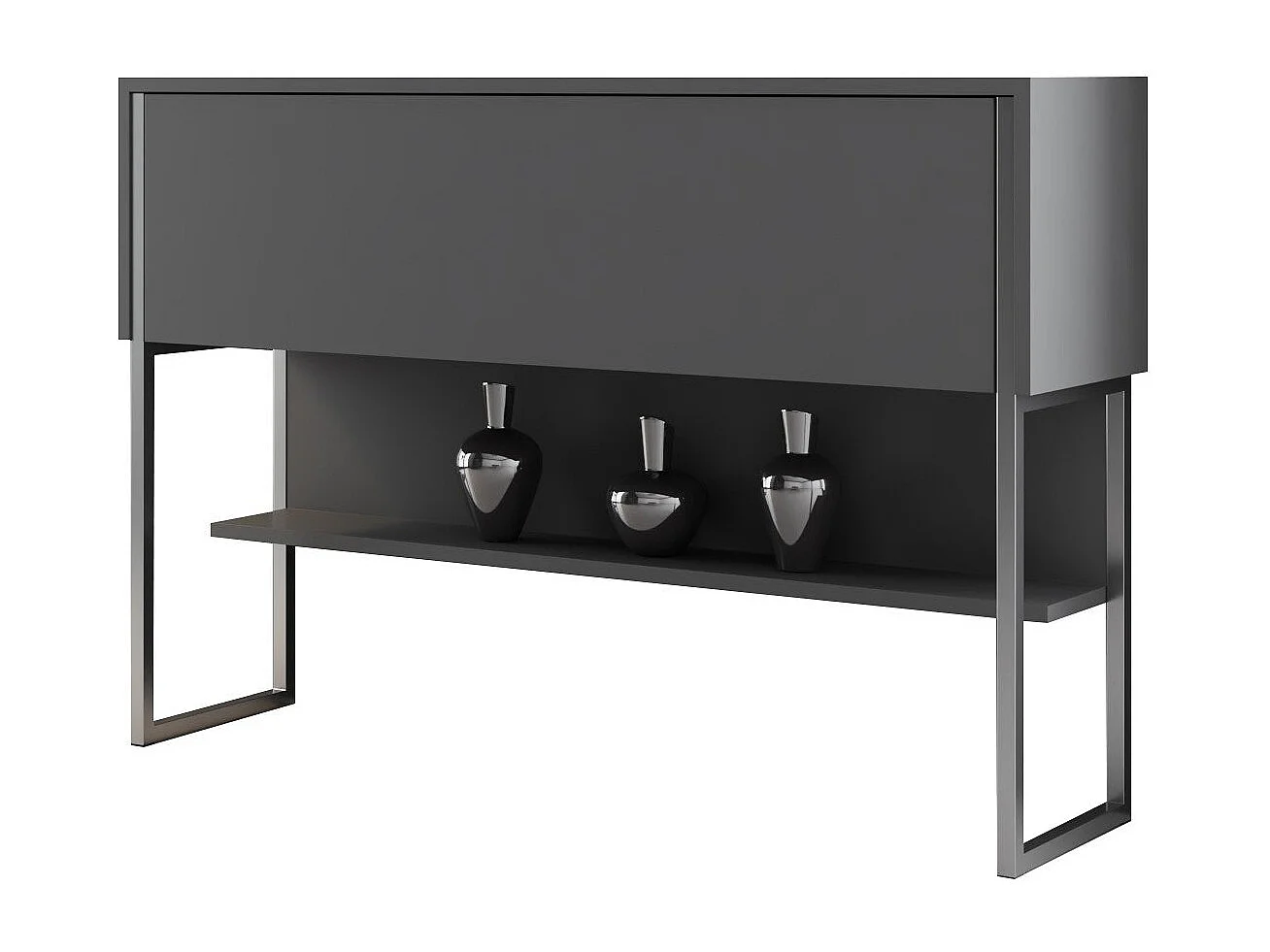 Consola de Entrada Moderna 'Madrid' em Prata e Antracite - 120x80x30cm