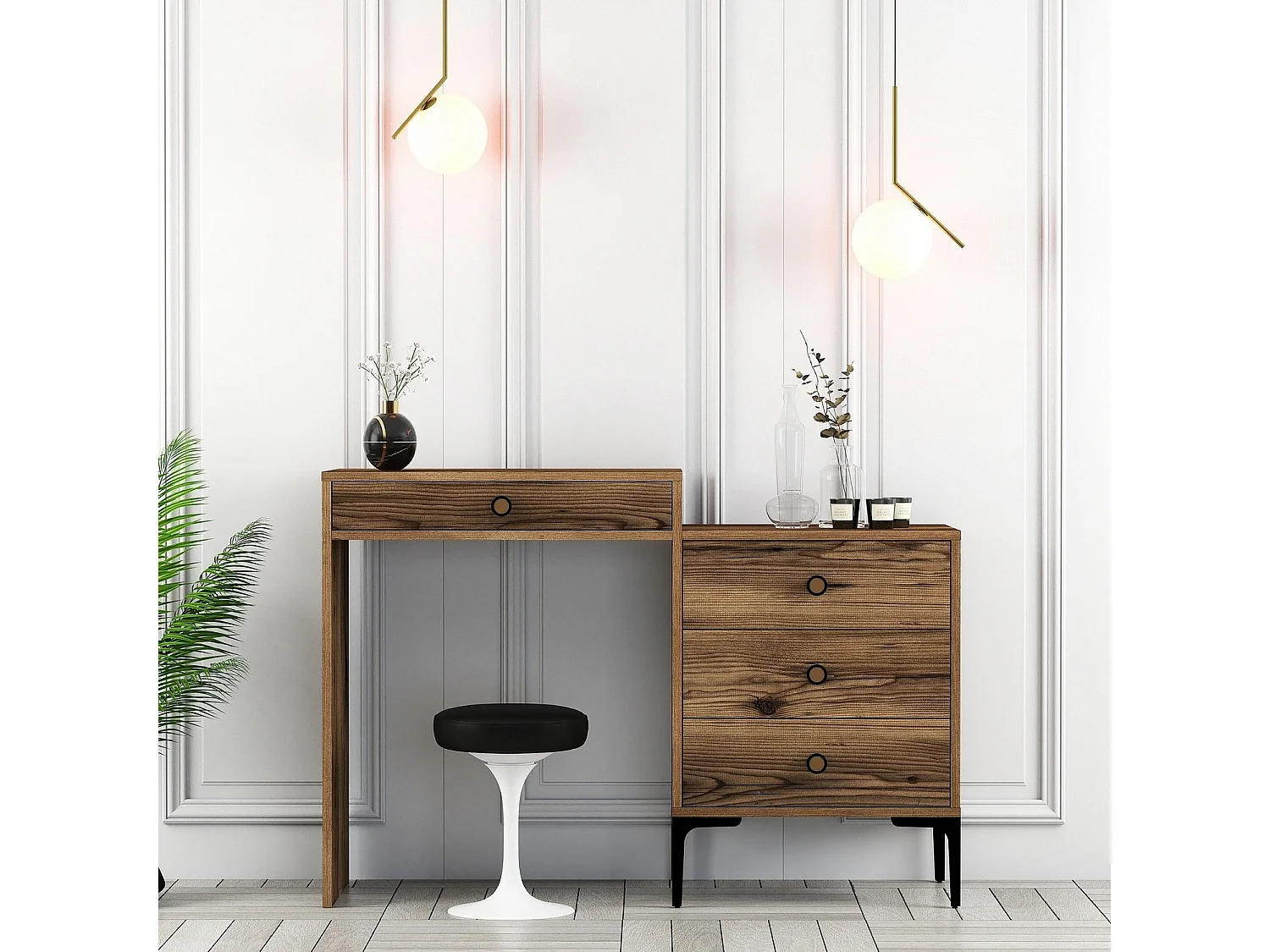 Coiffeuse 4 tiroirs Secondo 124cm Bois