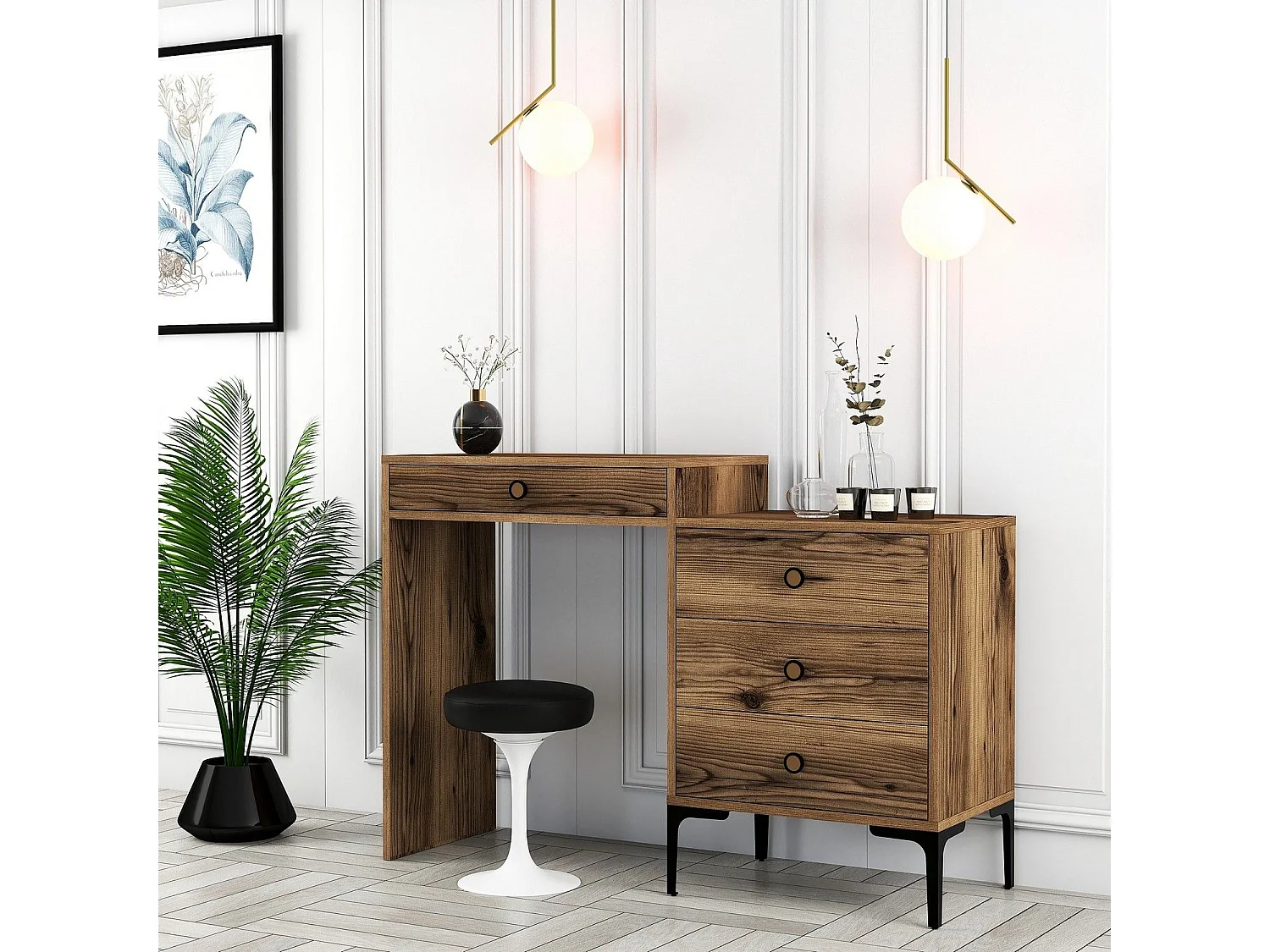 Coiffeuse 4 tiroirs Secondo 124cm Bois