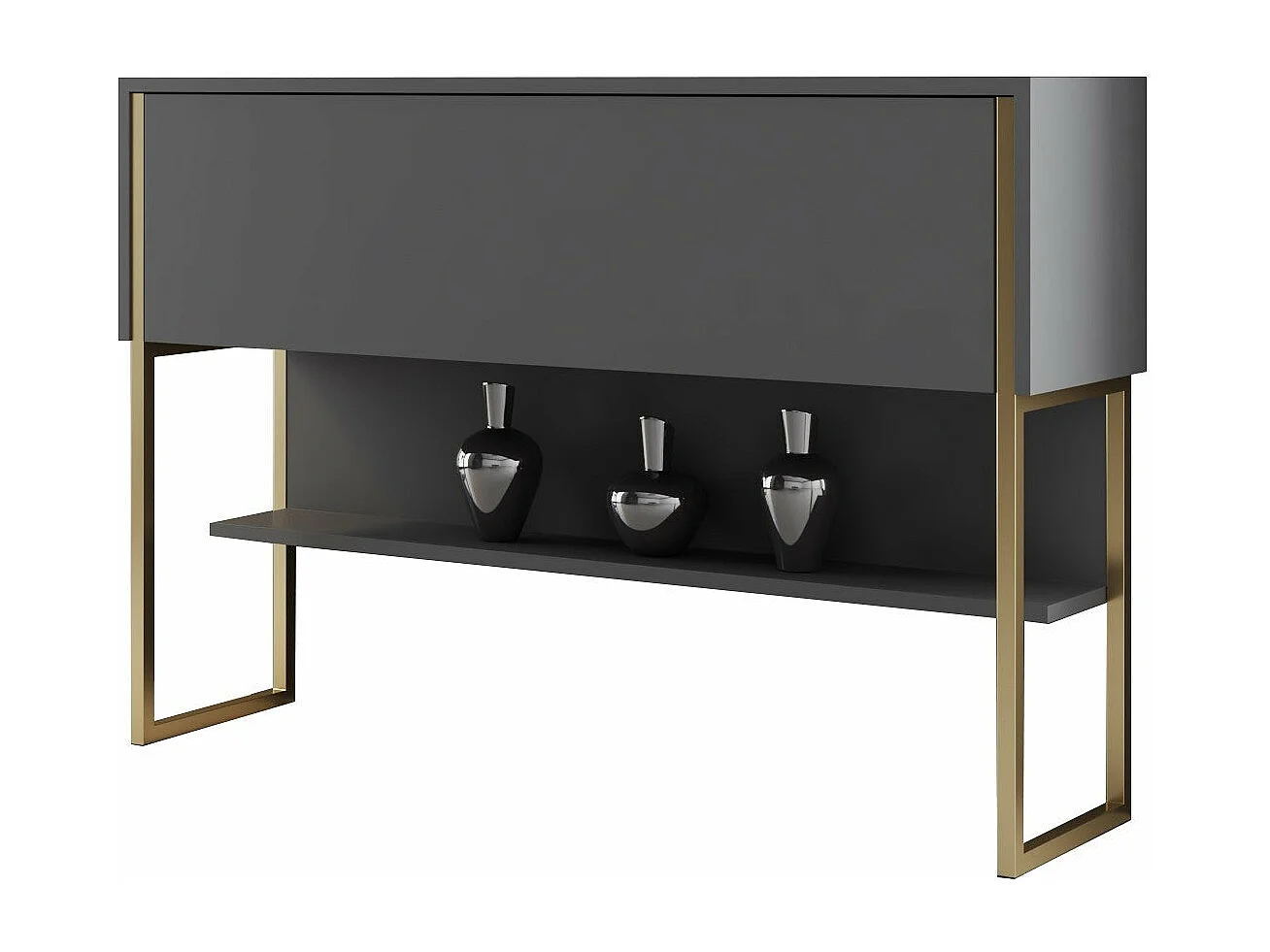 Consola de Entrada Moderna "Madrid" em Dourado e Antracite - 120x30x80 cm