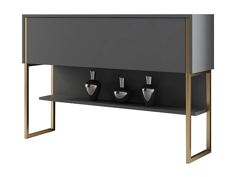 Consola de Entrada Moderna "Madrid" em Dourado e Antracite - 120x30x80 cm