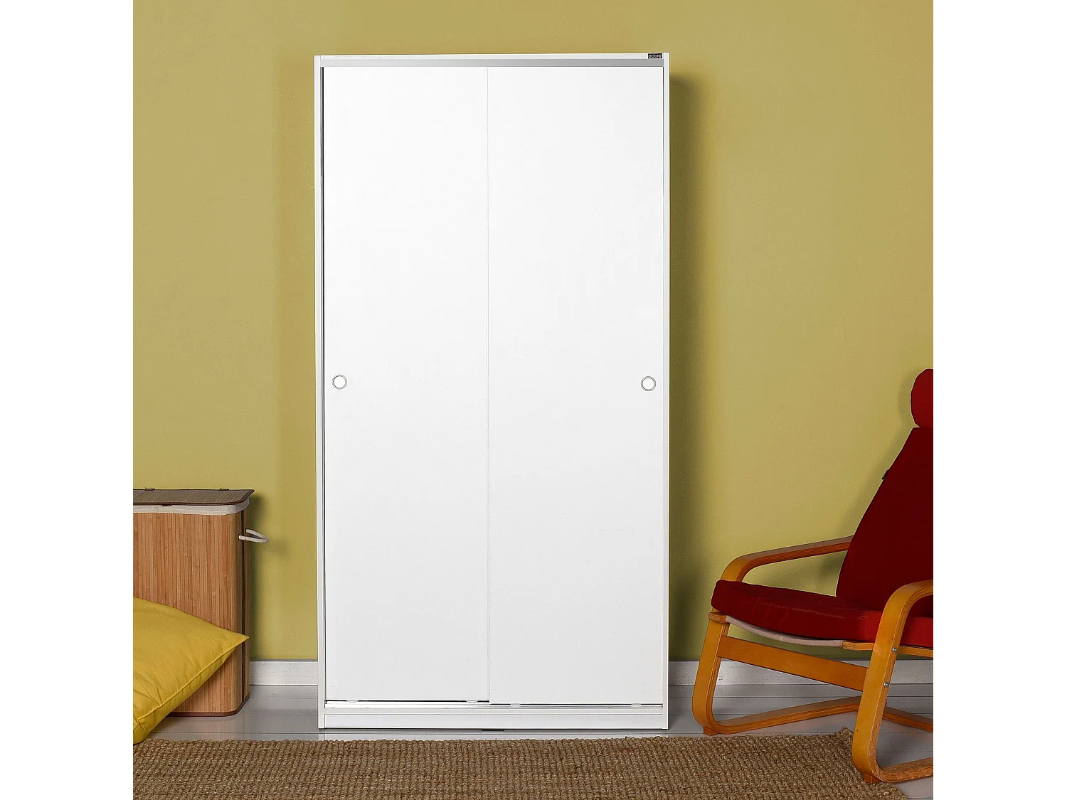 Roupeiro Moderno "Zenith" em Branco com Portas de Correr - 94 x 182 x 52 cm