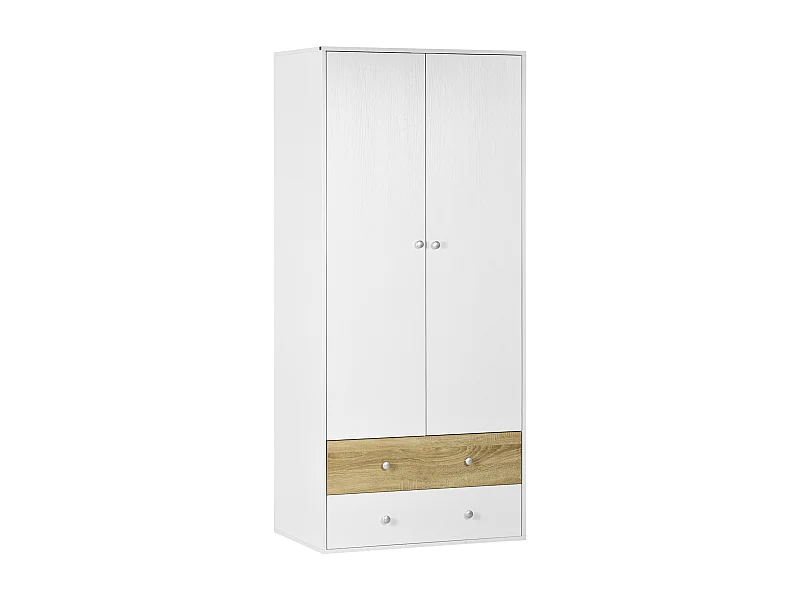 Armario de ropa blanco y roble 80x50x180 cm HOMCOM