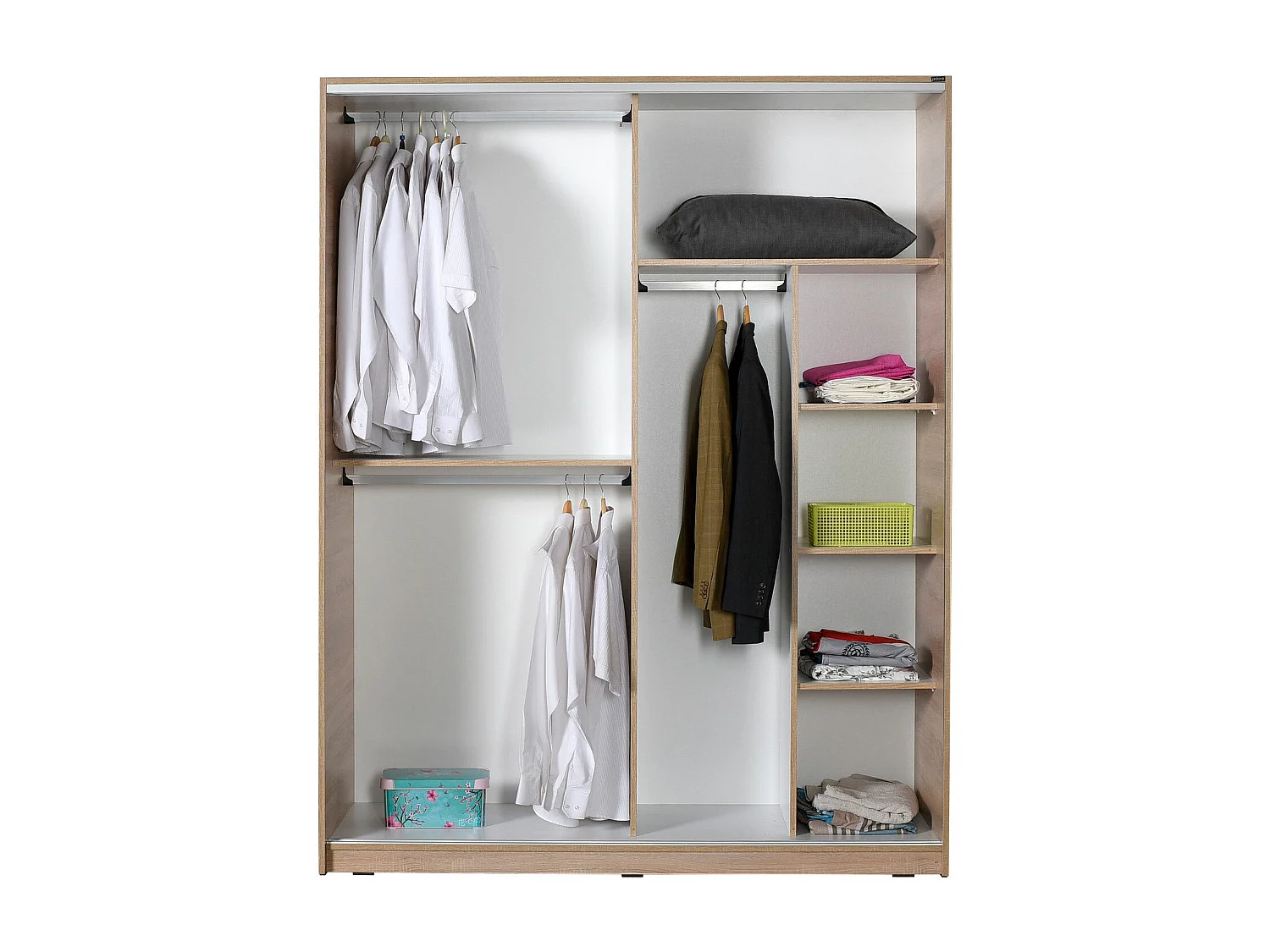 Roupeiro Luxe em Carvalho Sonoma com Porta de Espelho Deslizante - 160 x 207 x 60 cm