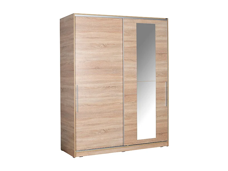 Roupeiro Luxe em Carvalho Sonoma com Porta de Espelho Deslizante - 160 x 207 x 60 cm