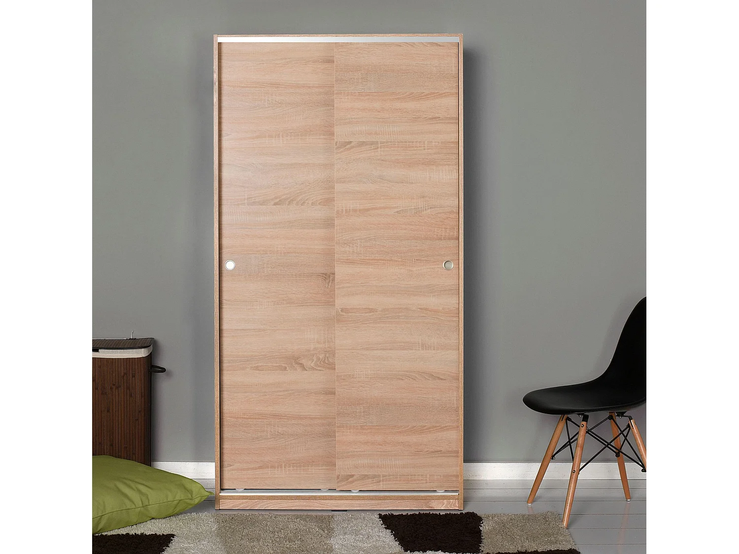 Roupeiro Moderno Zenith em Carvalho Sonoma com Portas de Correr - 94 x 182 x 52 cm